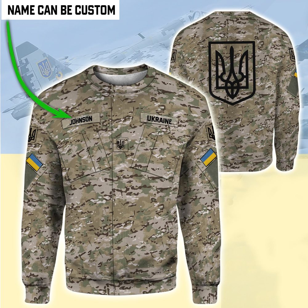 Personalized Custom Name Ukraine Camo Zip Up Hoodie Mens Proud Ukrainian Flag Trident Qt209275Hf - Image 3