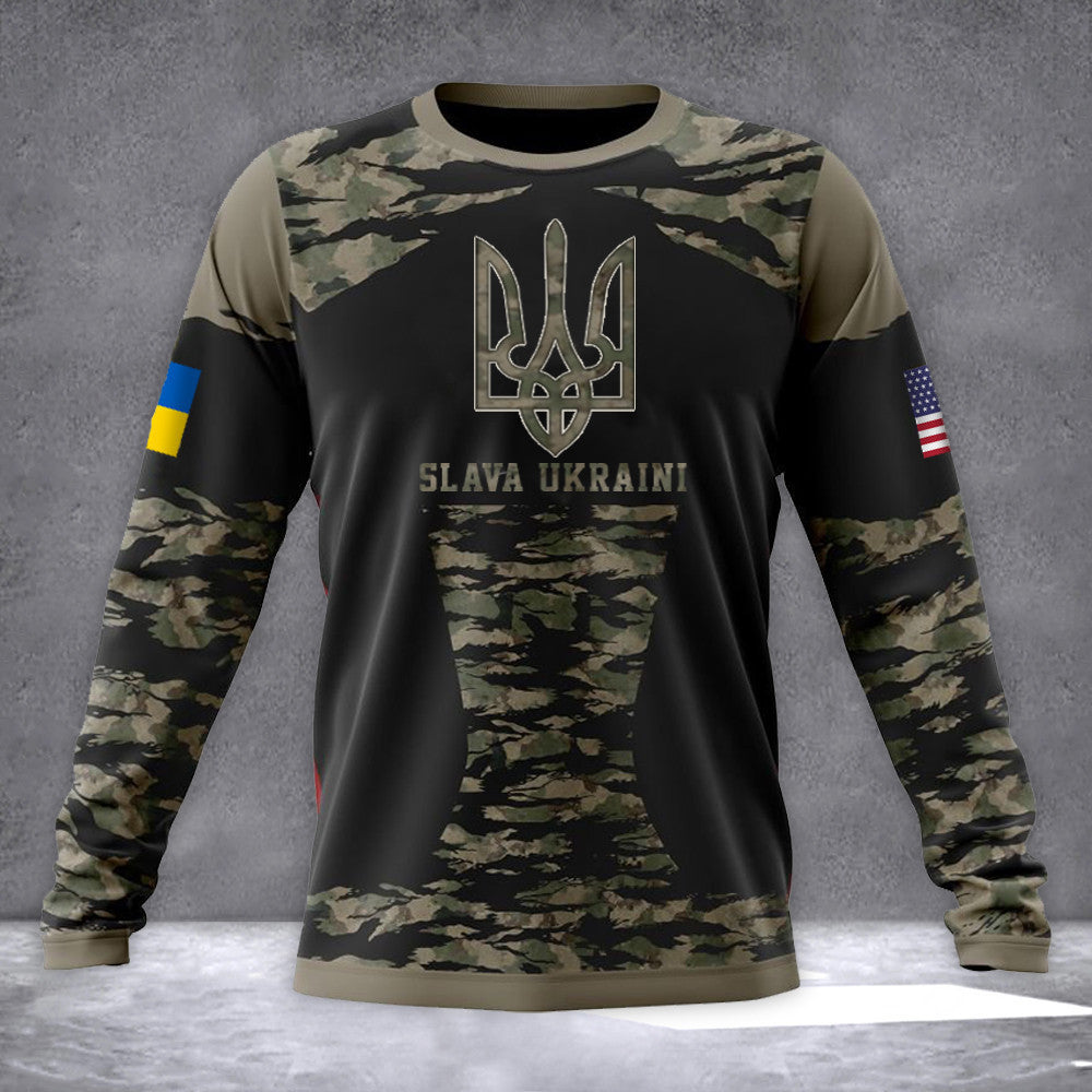 Slava Ukraine Hoodie American Ukrainian Flag Trident Ukraine Merchandise Qt206061Hf - Image 2