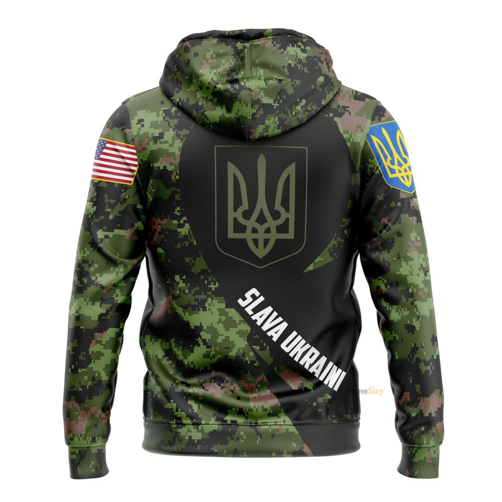 Personalized Custom Name Usa Stands With Ukraine Slava Ukraini Camo Hoodie Trident Ukraine Symbol Clothing Qt306179Hf - Image 2