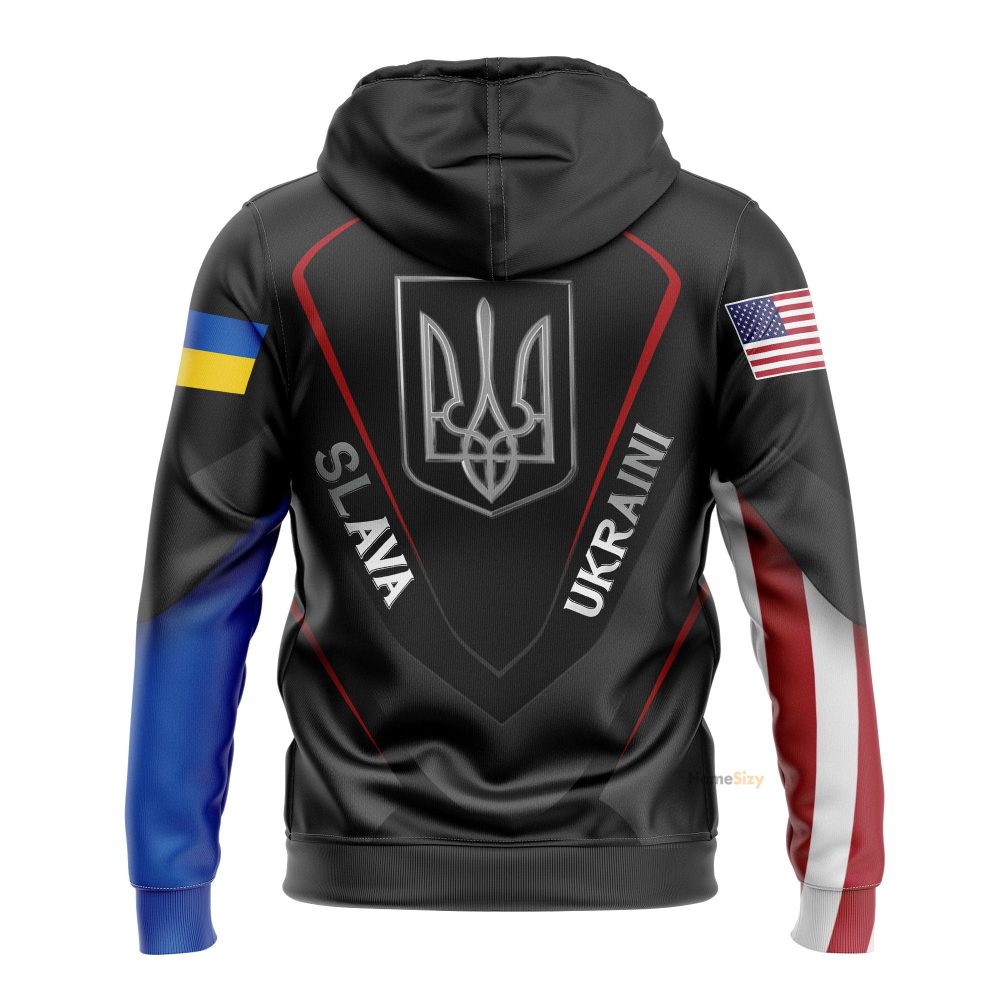 Usa Stand With Ukraine Slava Ukraini Hoodie Trident Ukraine Symbol Ukrainian Merch Qt211729Hf - Image 3