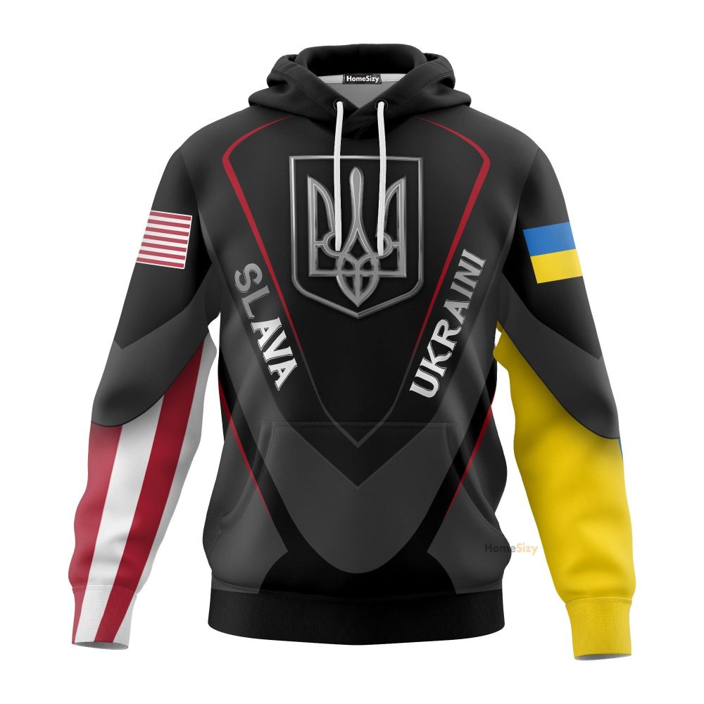 Usa Stand With Ukraine Slava Ukraini Hoodie Trident Ukraine Symbol Ukrainian Merch Qt211729Hf