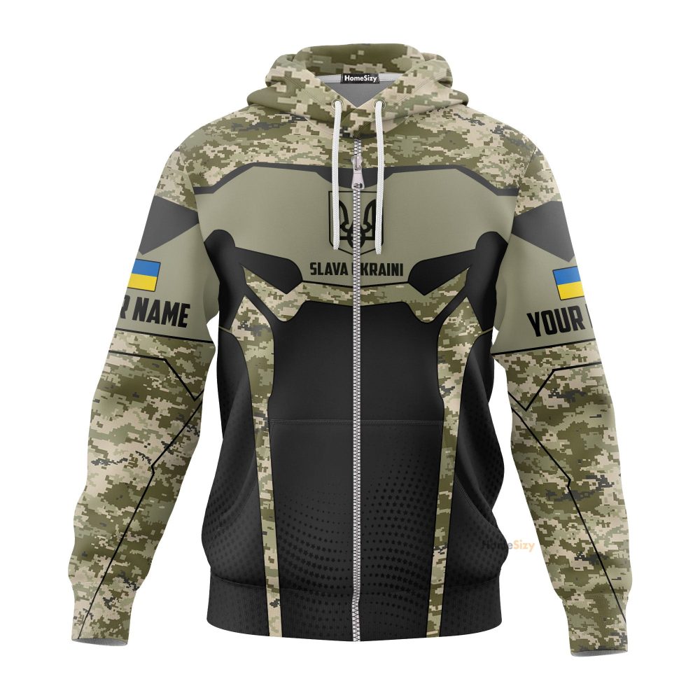 Personalized Custom Name Stands With Ukraine Hoodie Slava Ukraini Camouflage Merch Qt206266Hf - Image 2