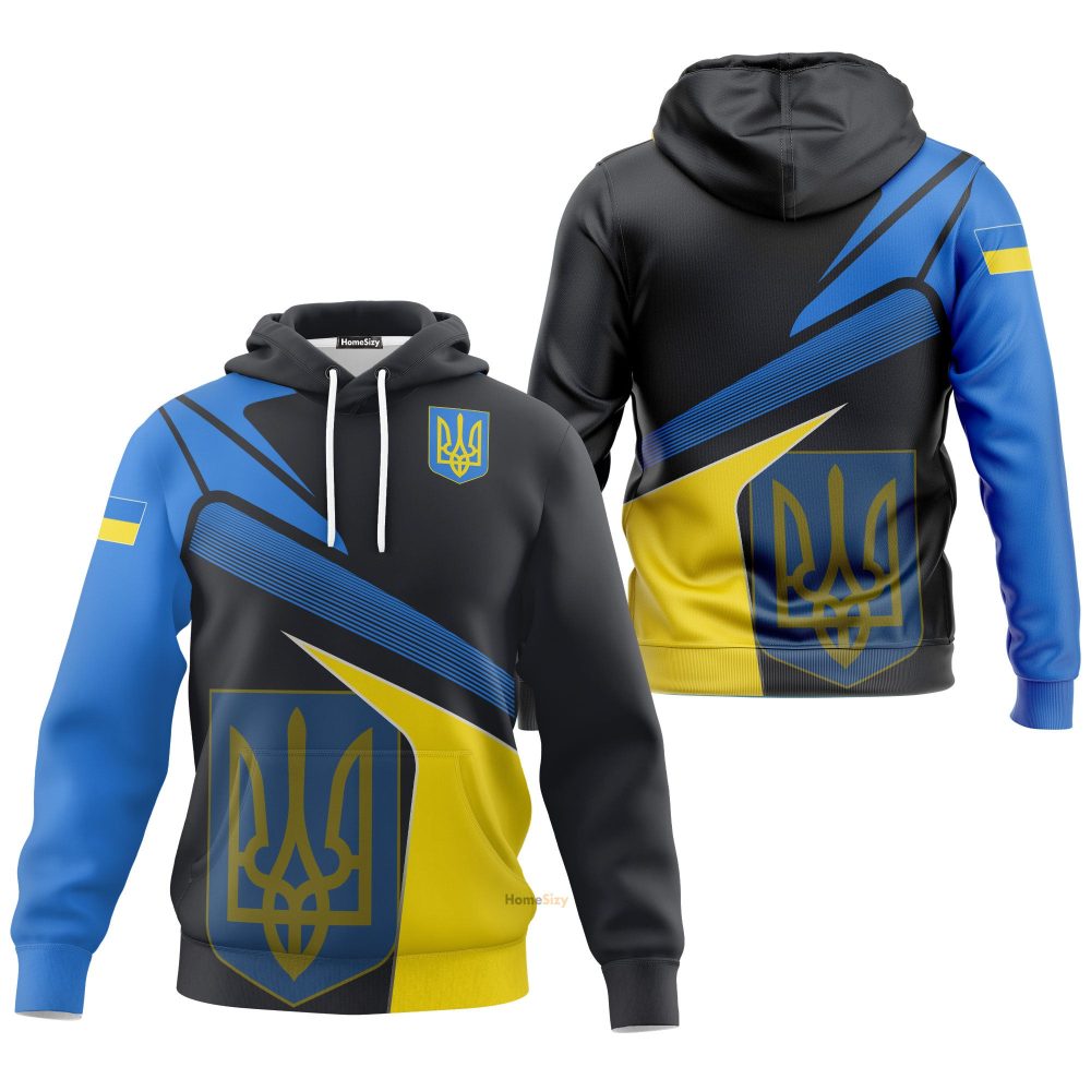 Personalized Custom Name Ukraine Flag With Trident Hoodie Stand With Ukraine Merch Ukrainian Qt212372Hf - Image 3