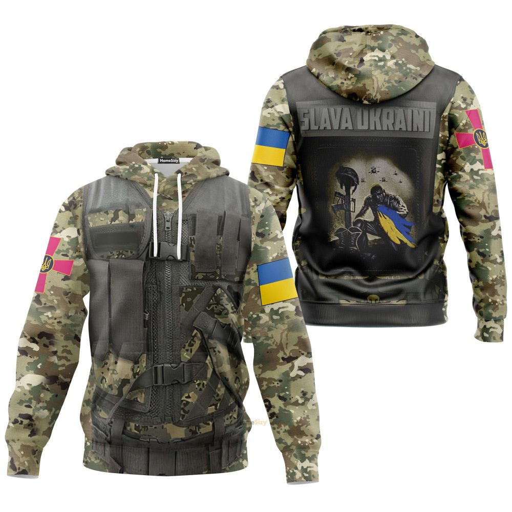 Ukraine Army Slava Ukraini Hoodie Camouflage Clothes Qt211641Hf - Image 3