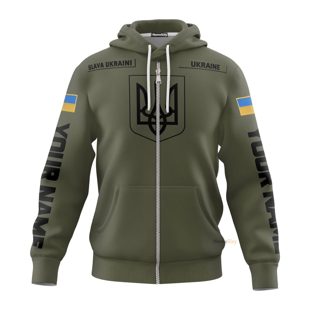 Personalized Custom Name Slava Ukraini Ukraine Flag With Trident Symbol Hoodie Support Ukraine Clothing Qt210134Hf - Image 2