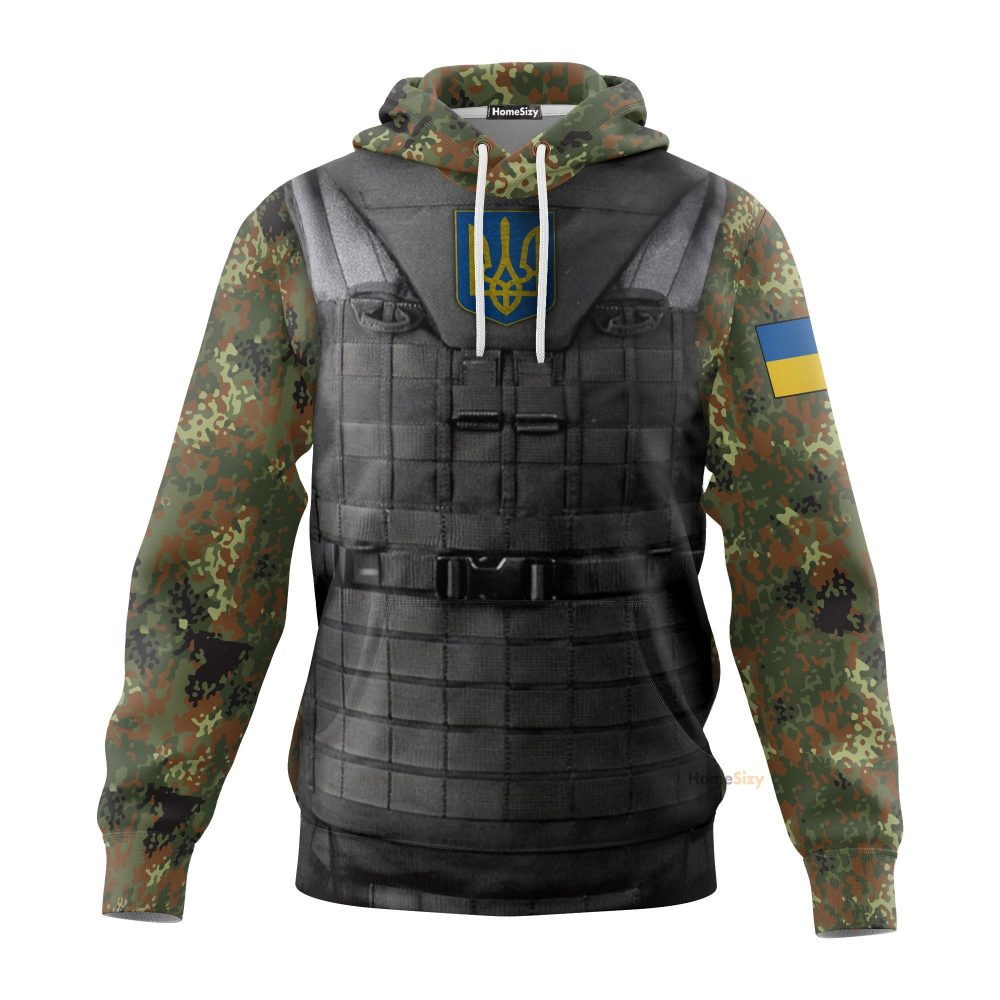 Stand With Ukraine Trident Ukraine Camo Hoodie Camouflage Merch Qt209432Hf