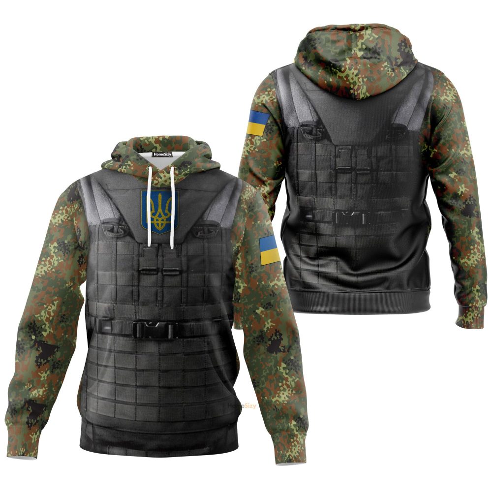 Stand With Ukraine Trident Ukraine Camo Hoodie Camouflage Merch Qt209432Hf - Image 3