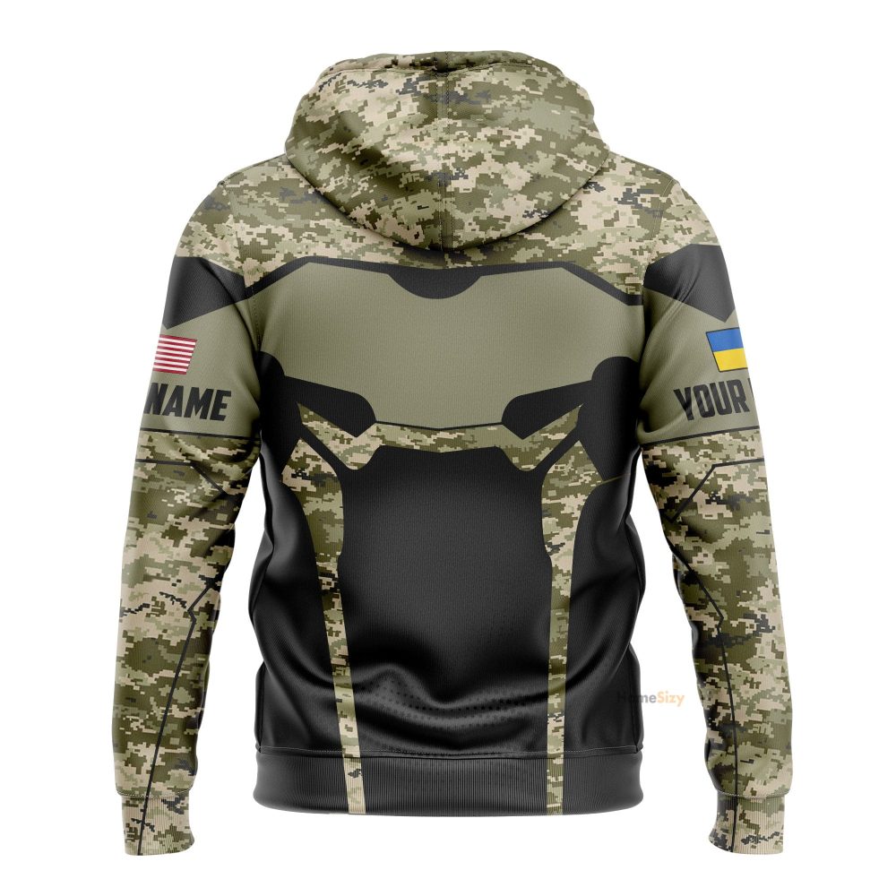 Personalized Custom Name Usa Stands With Ukraine Slava Ukraini Hoodie Camouflage Merch Qt207094Hf - Image 3