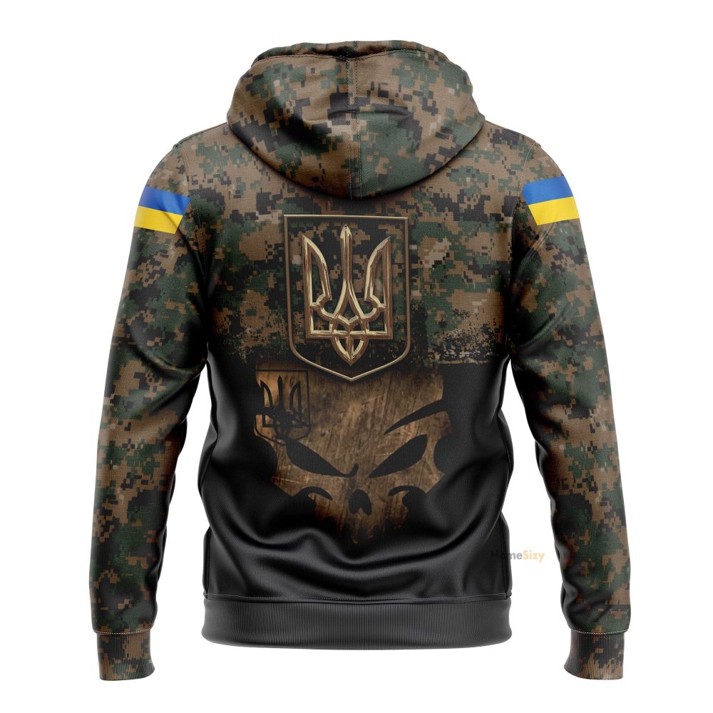 Trident Ukraine Symbol Ukrainian Flag Camo Hoodie Qt206180 - Image 2