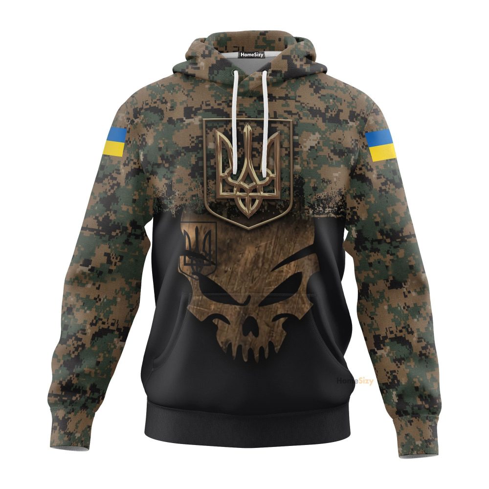 Trident Ukraine Symbol Ukrainian Flag Camo Hoodie Qt206180