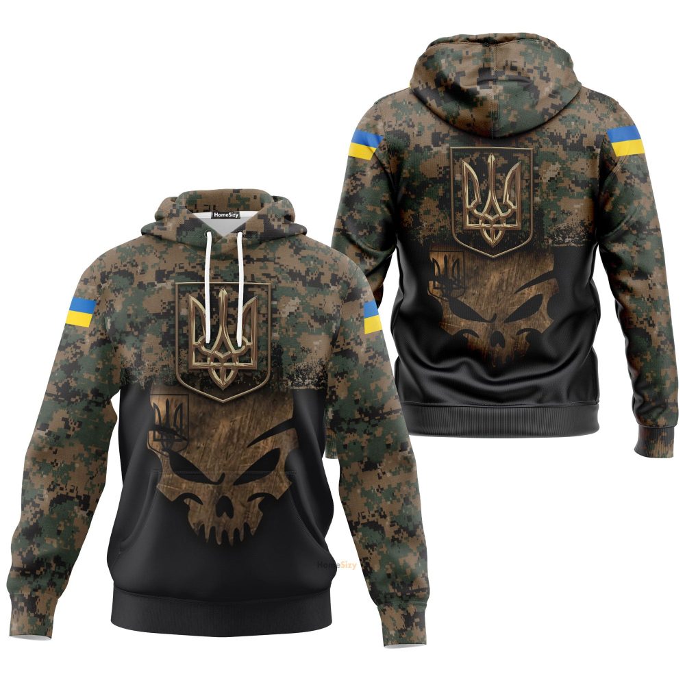 Trident Ukraine Symbol Ukrainian Flag Camo Hoodie Qt206180 - Image 3