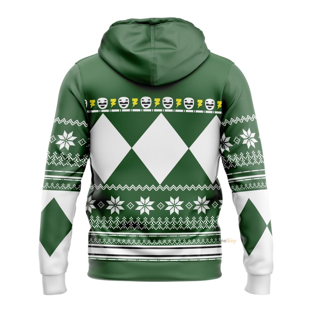 Green Mighty Morphin Power Rangers V1 - Cosplay Costume 3D Hoodie Qt210735 - Image 3