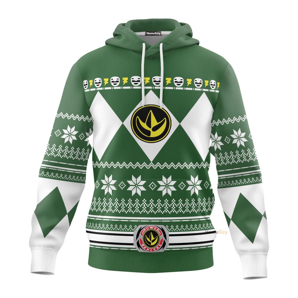 Green Mighty Morphin Power Rangers V1 - Cosplay Costume 3D Hoodie Qt210735