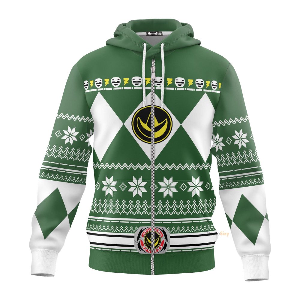 Green Mighty Morphin Power Rangers V1 - Cosplay Costume 3D Hoodie Qt210735 - Image 2