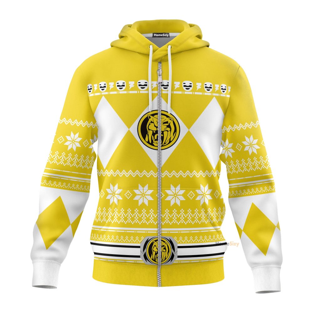 Yellow Mighty Morphin Power Rangers V1 - Cosplay Costume 3D Hoodie Qt211318 - Image 2