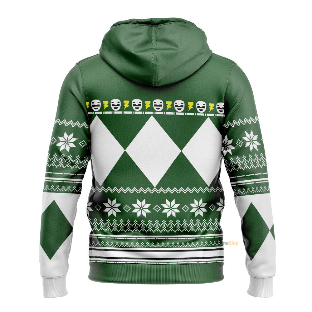 Green Mighty Morphin Power Rangers V1 - Cosplay Costume 3D Hoodie Qt306019 - Image 3