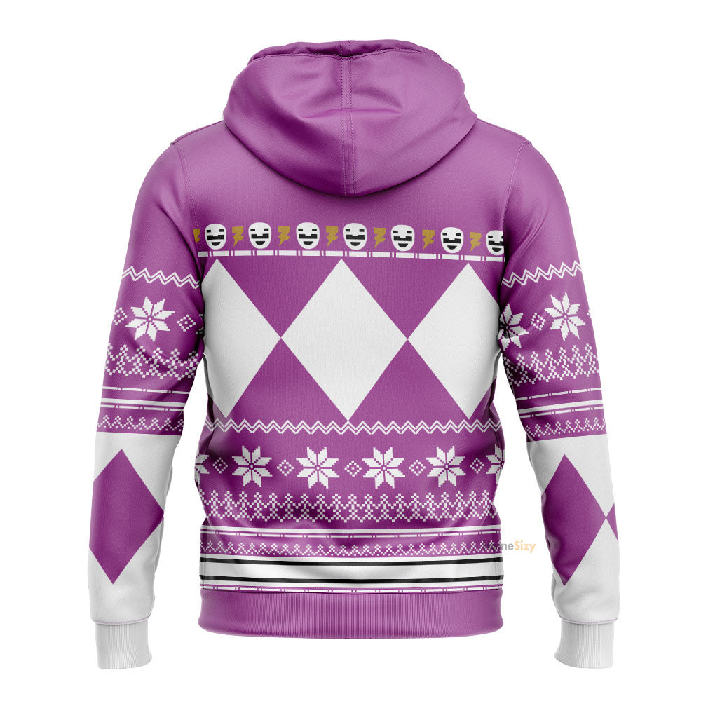 Pink Mighty Morphin Power Rangers V1 - Cosplay Costume 3D Hoodie Qt306021 - Image 2