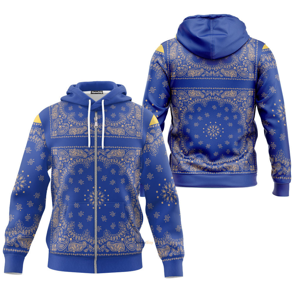Qt204319 3D Royal Blue Bandana Snoop Custom Hoodie - Image 2
