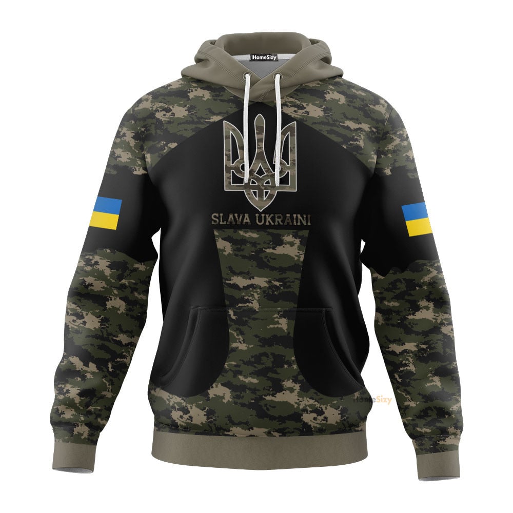Slava Ukraine Hoodie Mens Ukrainian Flag Trident Ukraine Merchandise Qt206181Hf