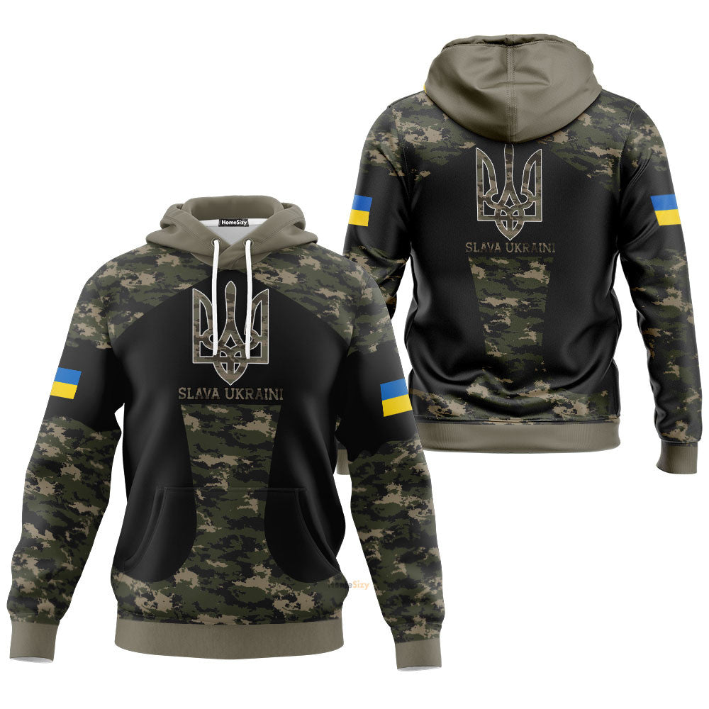 Slava Ukraine Hoodie Mens Ukrainian Flag Trident Ukraine Merchandise Qt206181Hf - Image 3