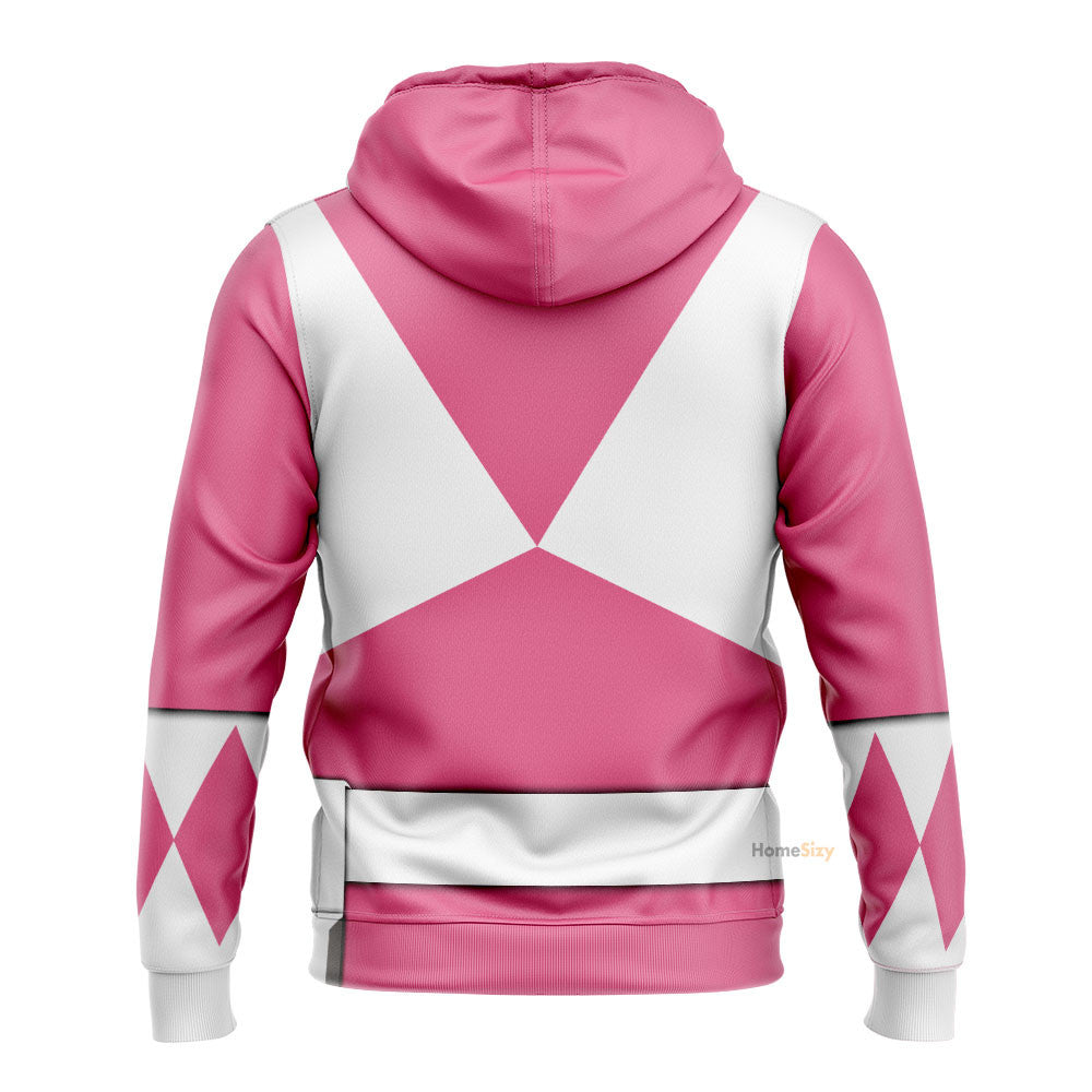 Pink Mighty Morphin Power Rangers V2 - Cosplay Costume 3D Hoodie Qt207452 - Image 2