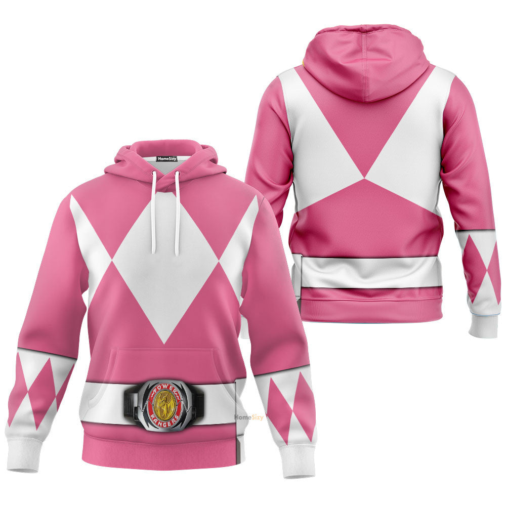 Pink Mighty Morphin Power Rangers V2 - Cosplay Costume 3D Hoodie Qt207452 - Image 3