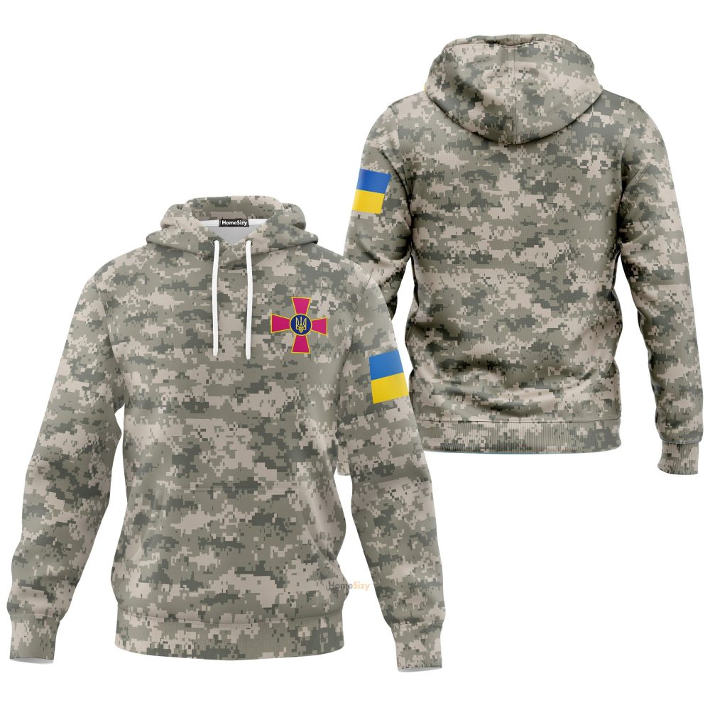 Ukraine Army Camouflage Zip Up Hoodie Support Ukrainian Army Ukrainian Flag Clothing Hoodie Qt205249Hf - Image 3