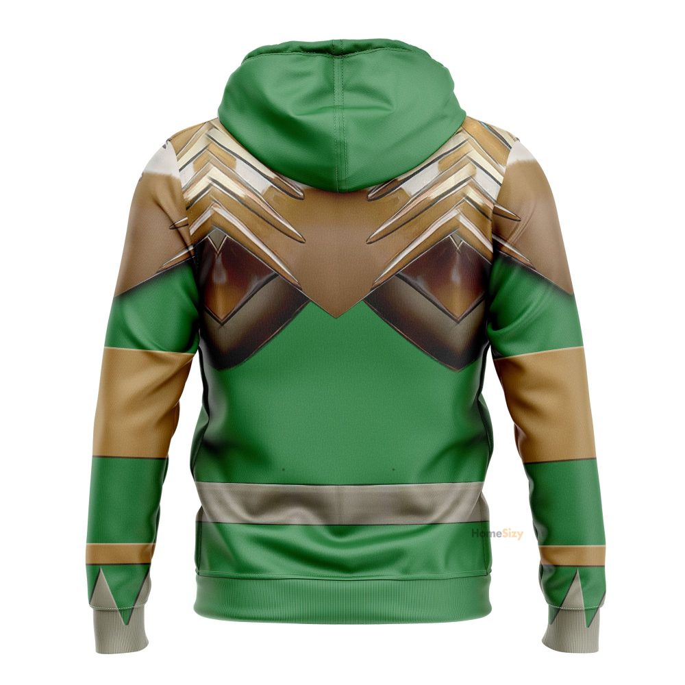 Green Mighty Morphin Power Rangers V5 - Cosplay Costume 3D Hoodie Qt209539 - Image 3
