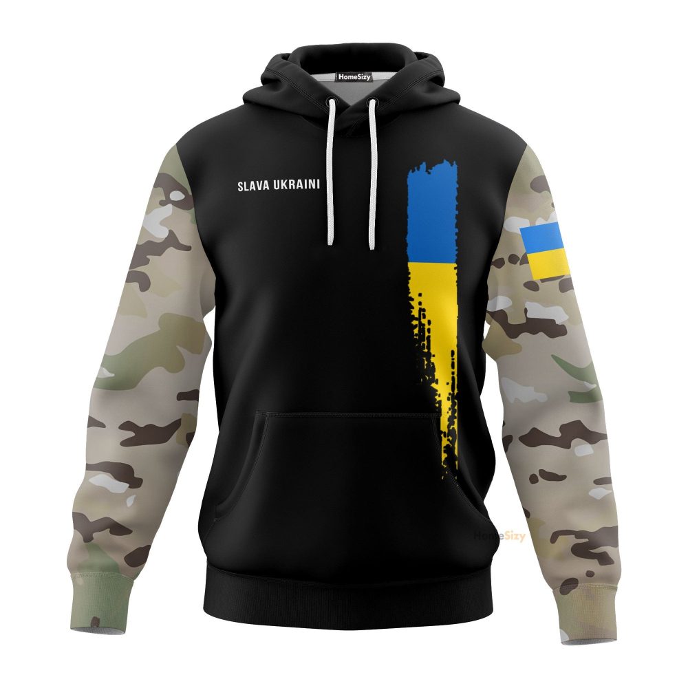 Slava Ukraini Ukraine Flag Hoodie Trident Ukraine Camouflage Clothing Qt206182Hf