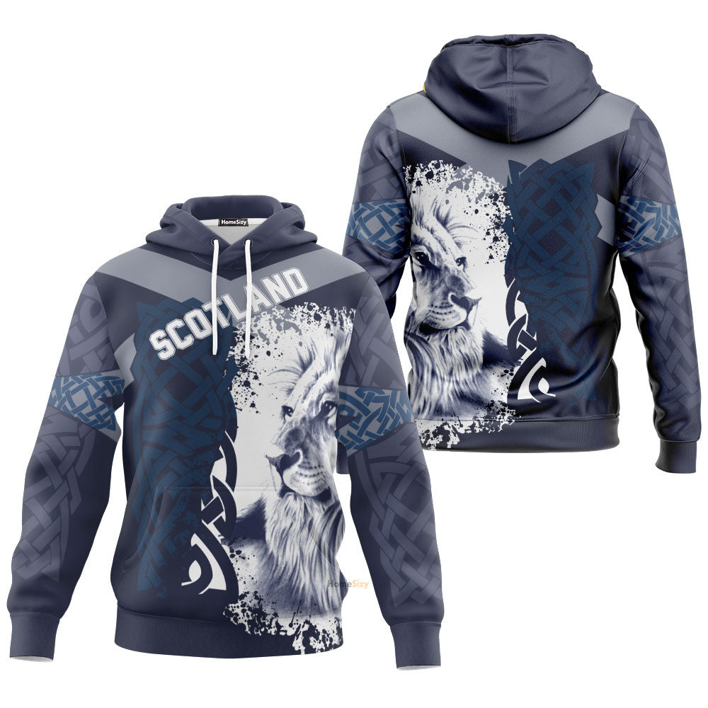 Qt204301 Scotland Lion King 3D Unisex 1 Fleece Zip Hoodie - Image 3