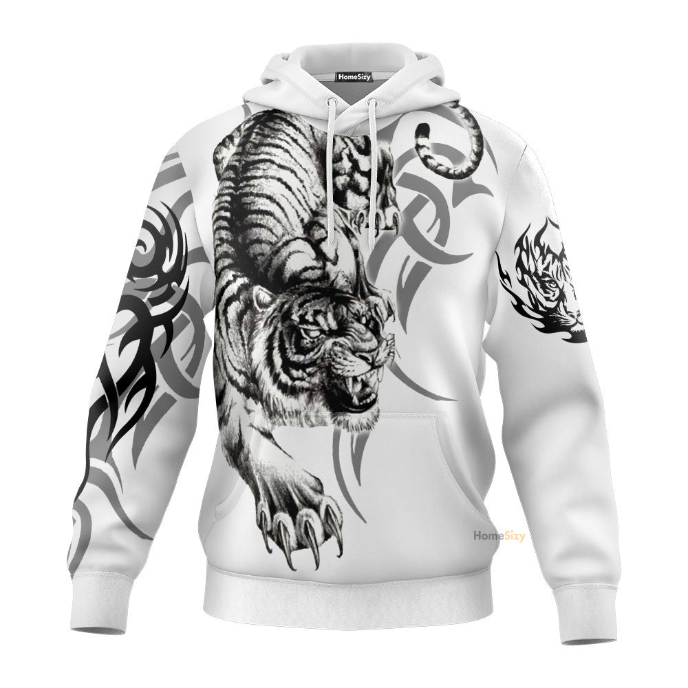 White Tiger Tattoo All Over Hoodie 3D Qt207395Hf