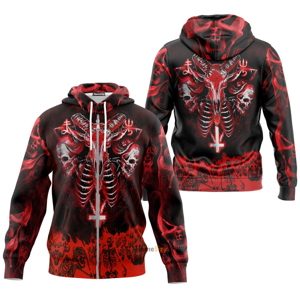 Red Baphomet Evil Skull 3D Printed Hoodie Qt306235Hf - Image 2
