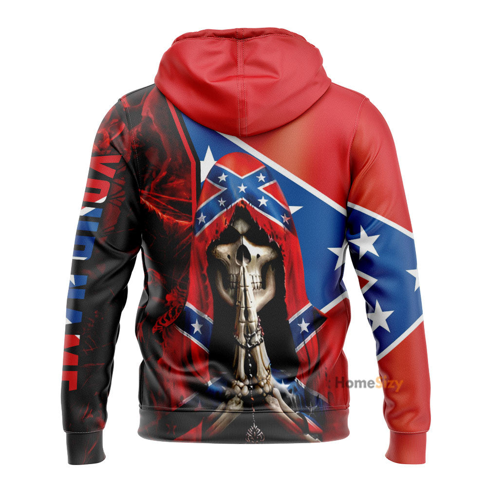 Personalized Custom Name Red Reaper Praying Csa Flag Skull 3D Printed Hoodie Qt301335Hf - Image 2