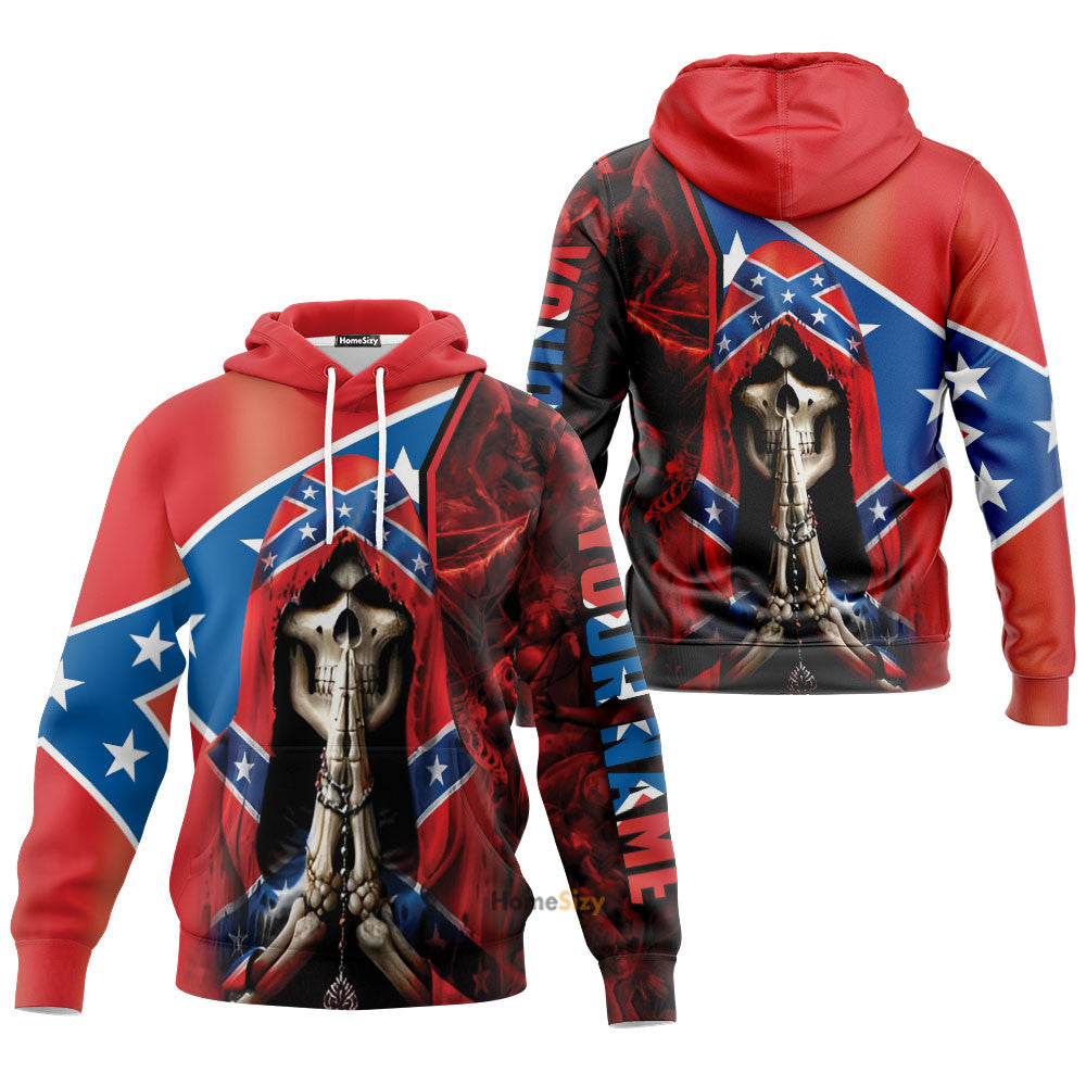 Personalized Custom Name Red Reaper Praying Csa Flag Skull 3D Printed Hoodie Qt301335Hf - Image 3