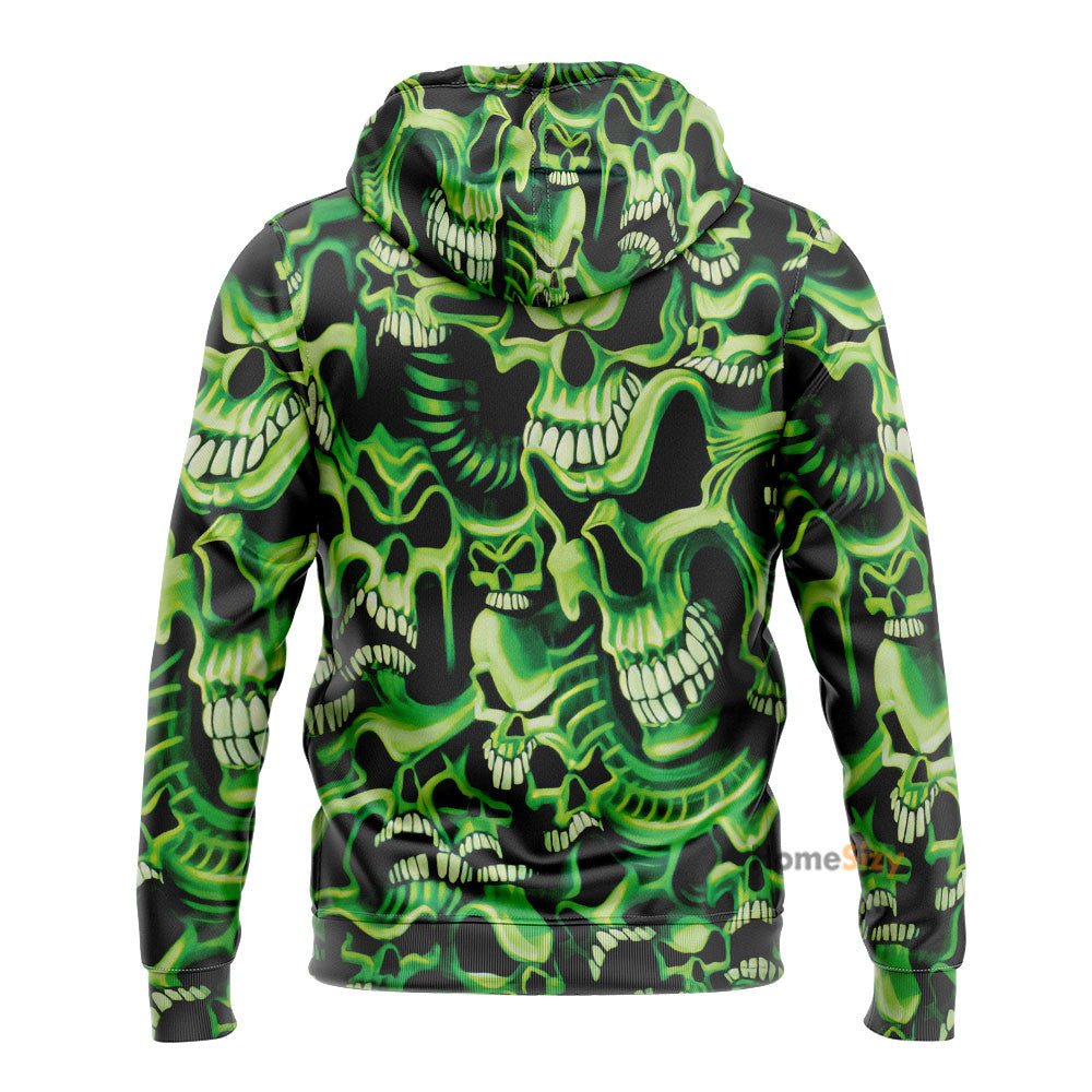 Personalized Custom Name Green Skull Pile 3D Printed Hoodie Qt212455Hf - Image 2