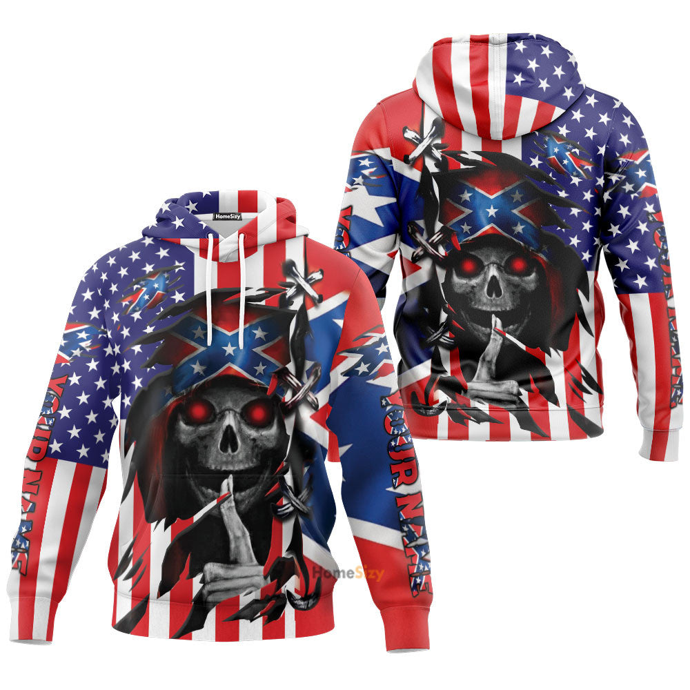 Personalized Custom Name Csa Flag Shh Patriotic Skull 3D Printed Hoodie Qt303159Hf - Image 3