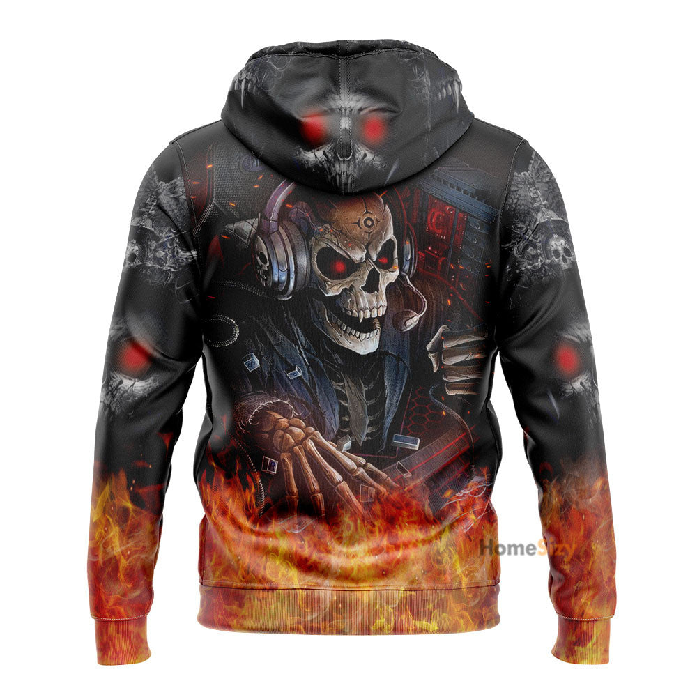 Playing Game Fire Skull 3D Printed Hoodie Qt209215 - Image 2