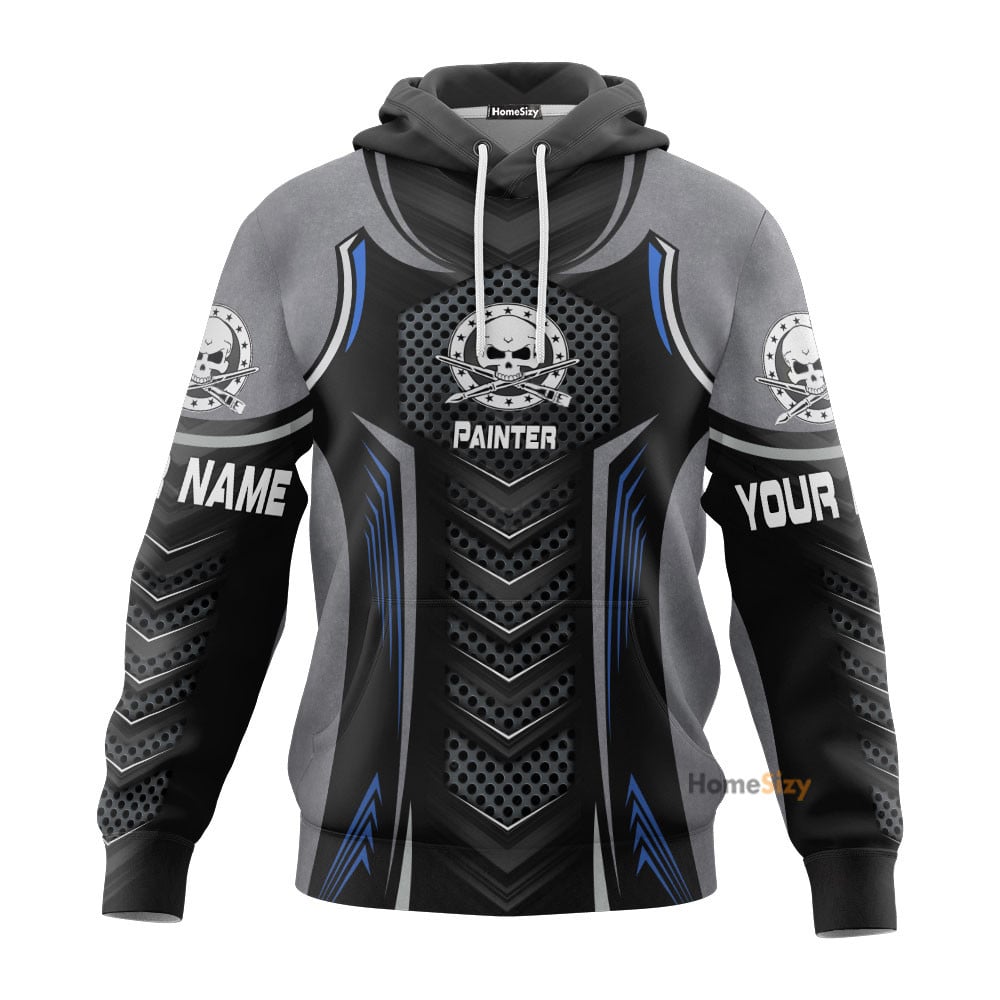 Personalized Custom Name Painter All Over Hoodie 3D Metal Pattern Qt207220Hf