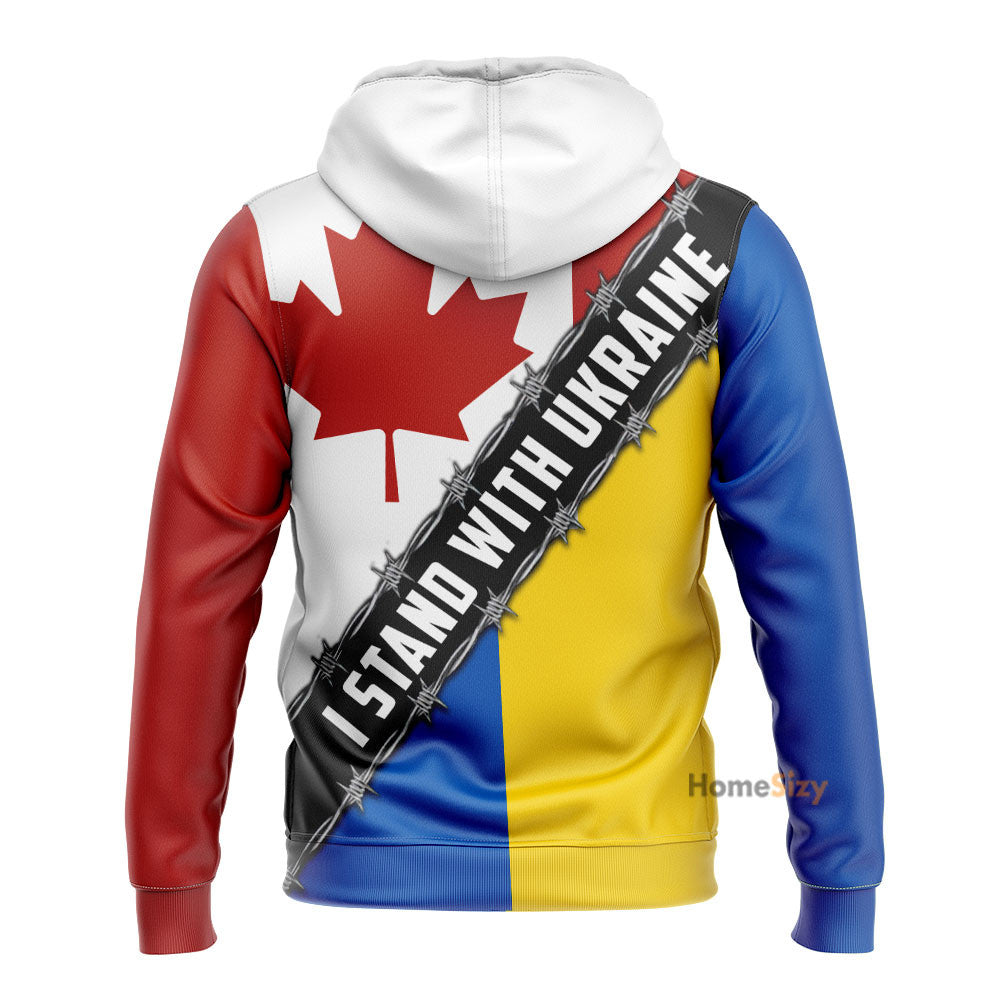 I Stand With Ukraine American Canada Flag Hoodie Support Ukraine American 2022 Va204026Ha - Image 2