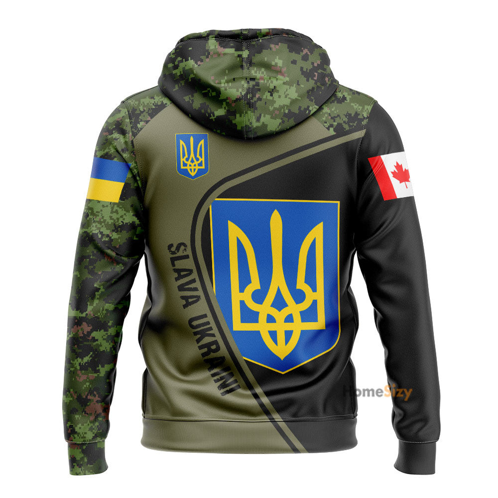 Personalized Custom Name Canada Stand With Ukraine Hoodie Slava Ukraini Camouflage Clothing Qt206329Hf - Image 2