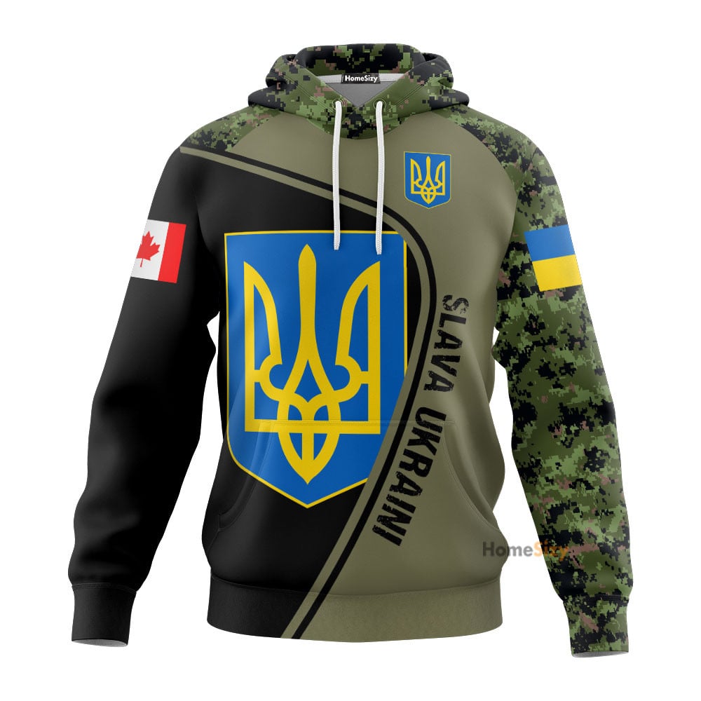 Personalized Custom Name Canada Stand With Ukraine Hoodie Slava Ukraini Camouflage Clothing Qt206329Hf