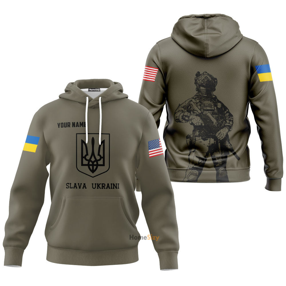 Personalized Custom Name Usa Stands With Ukraine Slava Ukraini Zipper Hoodie Protest War Merch Qt210295Hf - Image 3