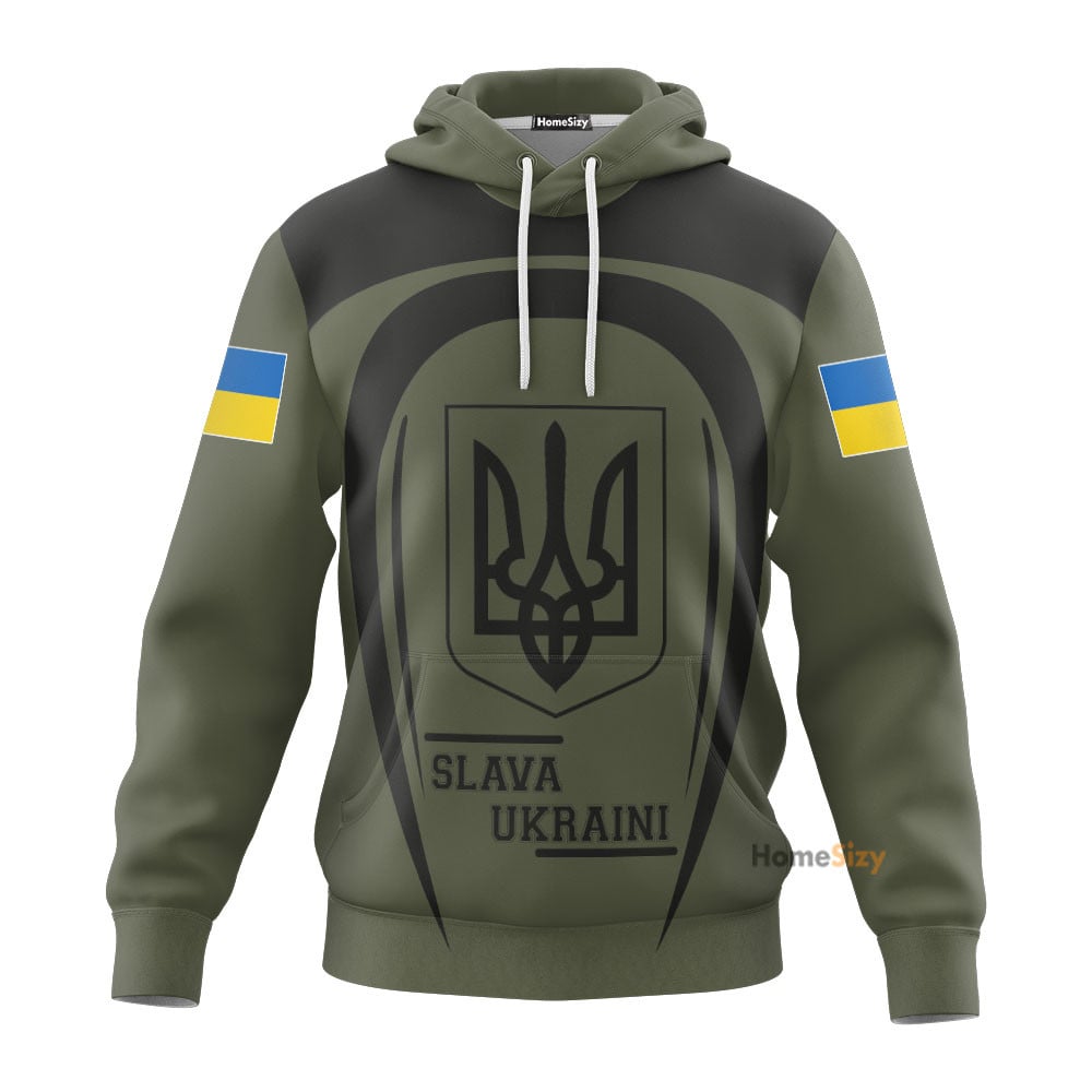Personalized Custom Name Slava Ukraini Ukraine Hoodie Ukraine Flag Trident Symbol Ukrainian Qt211404Hf