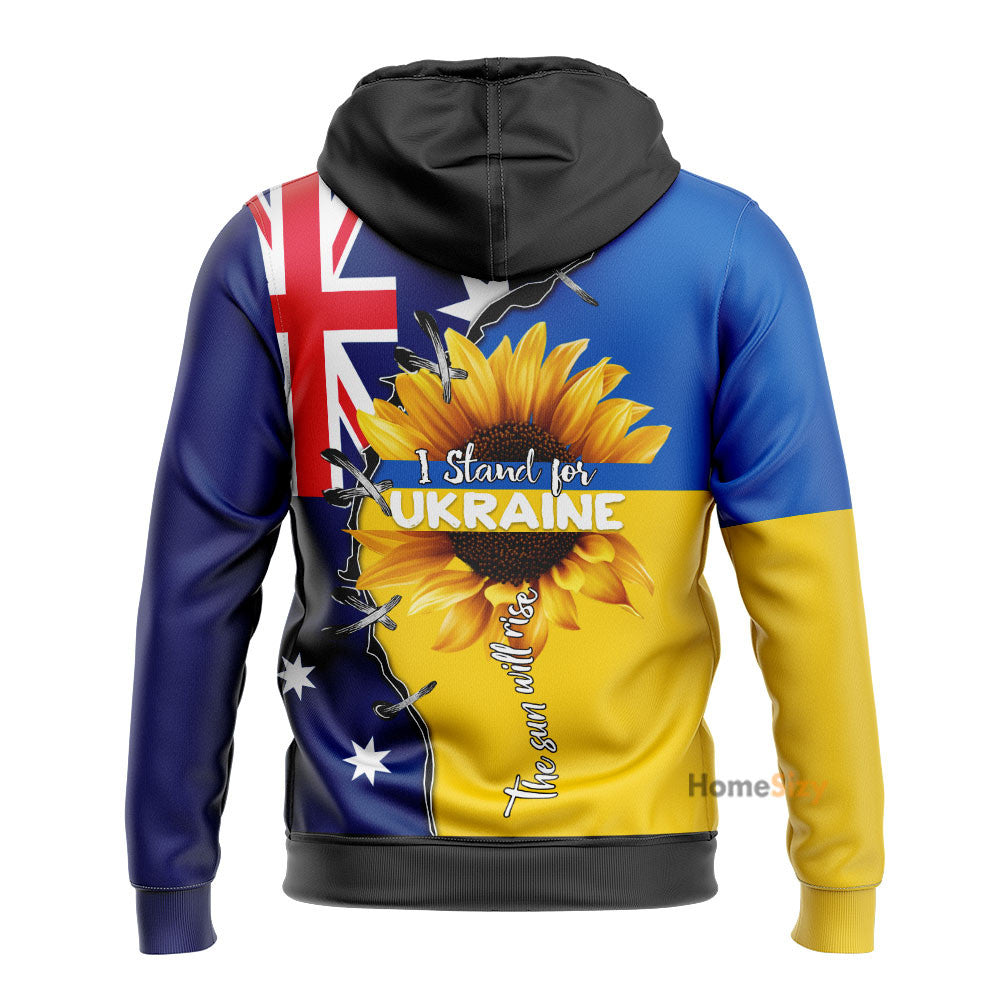 I Stand For Ukraine The Sun Will Rise Hoodie Australia Ukrainian Flag Hoodie Support Ukraine Qt208011Hf - Image 2