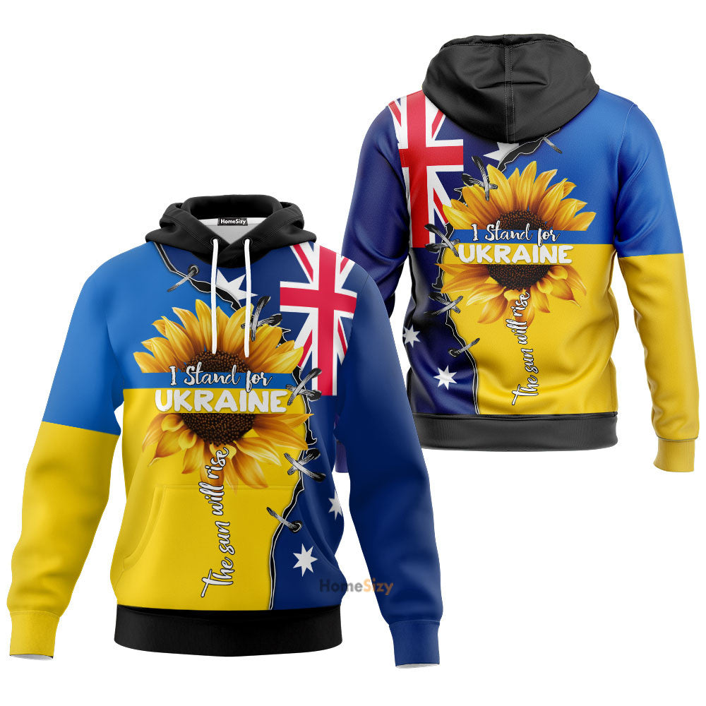 I Stand For Ukraine The Sun Will Rise Hoodie Australia Ukrainian Flag Hoodie Support Ukraine Qt208011Hf - Image 3