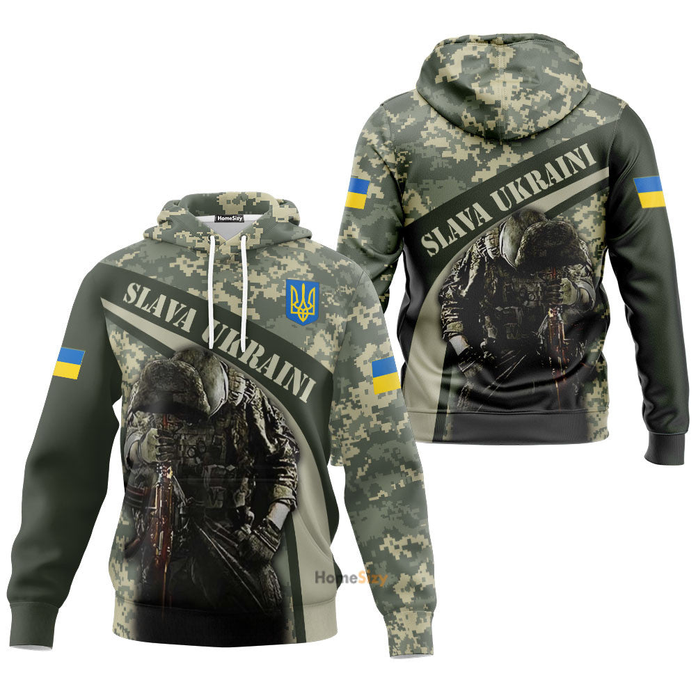 Stands With Ukraine Slava Ukraini Hoodie Ukraine Veteran Camouflage Merch Qt208044Hf - Image 3