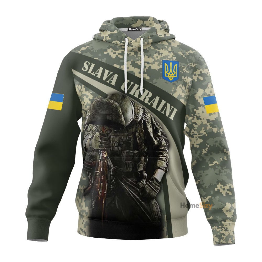 Stands With Ukraine Slava Ukraini Hoodie Ukraine Veteran Camouflage Merch Qt208044Hf