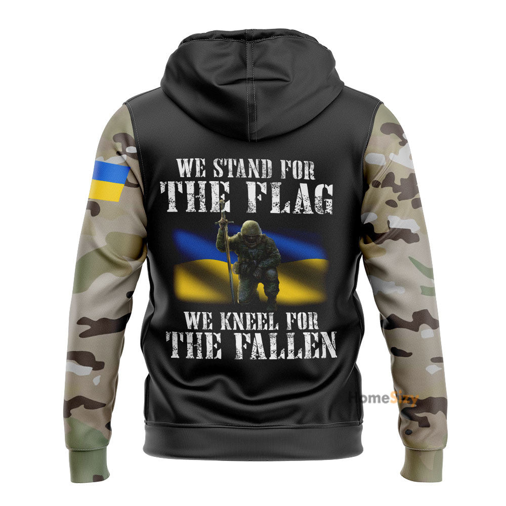 Stand With Ukraine Skull Ukraine Camo Hoodie Veteran We Stand For Flag We Kneel For The Fallen Qt206183Hf - Image 2