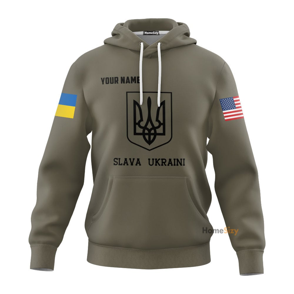 Personalized Custom Name Usa Stands With Ukraine Slava Ukraini Hoodie Stop Ukraine War Merch Qt210295Hf