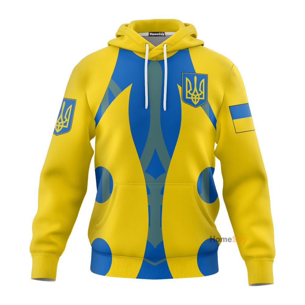 Ukraine Hoodie Patriotic Ukrainian Flag With Trident Support Ukraine Clothing Qt211234Hf
